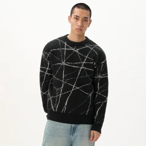 Cropp - Sweter z geometrycznym motywem - czarny