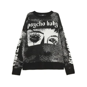 Cropp - Sweter z nadrukiem w klimacie grozy - czarny