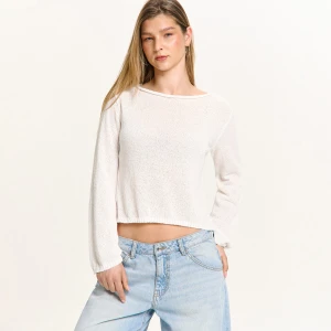 Cropp - Sweter z odkrytymi plecami i wiązaniem - biały