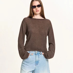 Cropp - Sweter z odkrytymi plecami i wiązaniem - brązowy