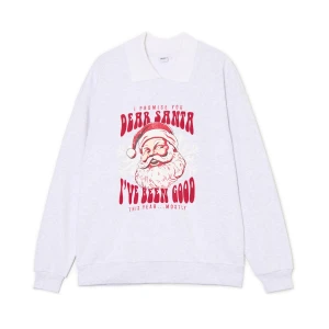 Cropp - Świąteczna bluza z Mikołajem - jasny szary