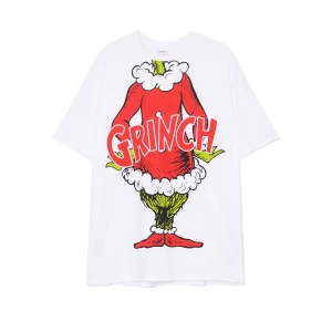 Cropp - Świąteczny biały T-shirt z Grinchem UNISEX - biały