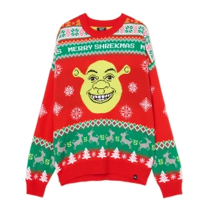 Cropp - Świąteczny sweter Shrek - czerwony