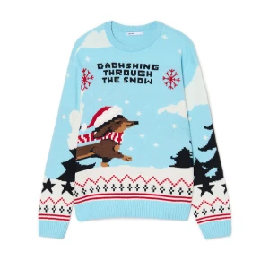 Zdjęcie produktu Cropp - Świąteczny sweter z jamnikiem - błękitny