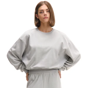 Cropp - Szara bluza basic z prążkowanymi elementami - jasny szary