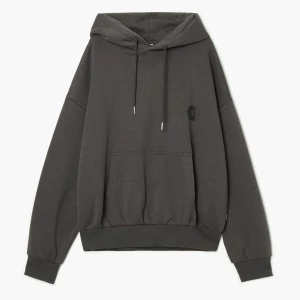 Cropp - Szara bluza hoodie z brandowym nadrukiem - szary