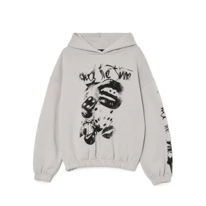 Cropp - Szara bluza hoodie z nadrukiem - szary