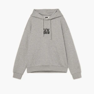 Cropp - Szara bluza hoodie z napisami - jasny szary