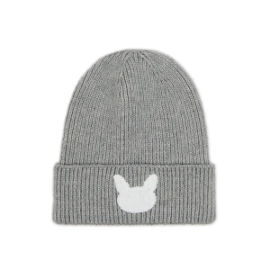 Cropp - Szara czapka beanie z naszywką królika - szary