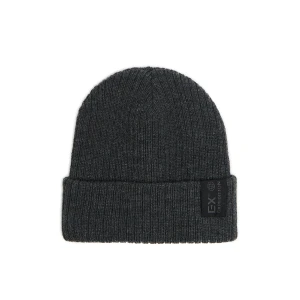 Cropp - Szara czapka beanie z naszywką - szary