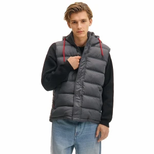 Cropp - Szara kamizelka z odpinanym kapturem - szary