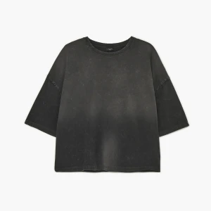 Cropp - Szara koszulka boxy basic - szary