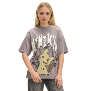 Cropp - Szara koszulka oversize z Mimikyu - jasny szary
