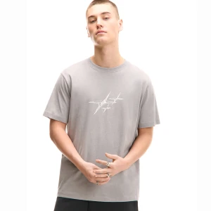 Cropp - Szara koszulka z nadrukiem - szary