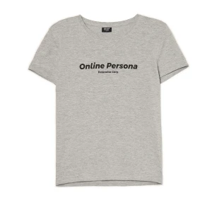 Cropp - Szara koszulka z napisem - szary