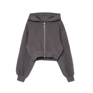 Cropp - Szara krótka bluza z kapturem - jasny szary