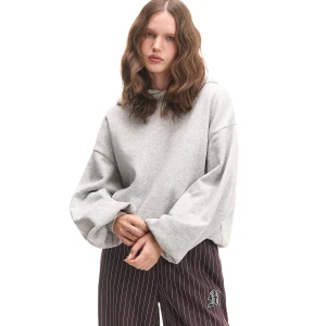 Cropp - Szara melanżowa bluza z kapturem oversize - jasny szary