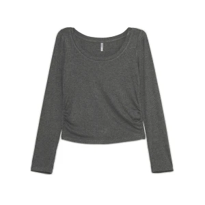 Cropp - Szara prążkowana bluzka z wiskozą - jasny szary