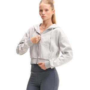 Cropp - Szara rozpinana bluza z kapturem - szary