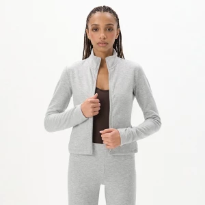Cropp - Szara rozpinana bluza ze stójką - jasny szary