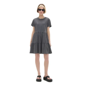 Cropp - Szara sukienka mini z marszczeniami - szary