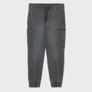 Cropp - Szare jeansowe joggery cargo - szary