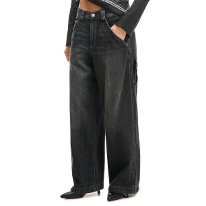 Cropp - Szare jeansy baggy z niskim stanem - szary