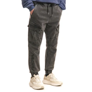 Cropp - Szare jeansy jogger z efektem sprania - szary