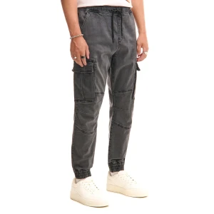 Cropp - Szare jeansy jogger z kieszeniami cargo - szary