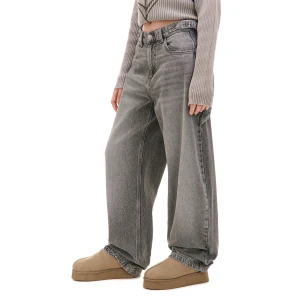 Cropp - Szare jeansy skater z wysokim stanem - szary