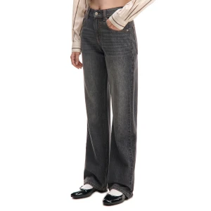 Cropp - Szare jeansy straight z efektem sprania - szary