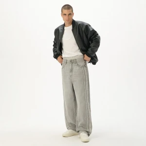 Cropp - Szare jeansy super baggy - jasny szary