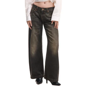 Cropp - Szare jeansy wide leg vintage - szary