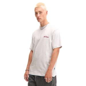 Cropp - Szary melanżowy T-shirt z haftem - jasny szary