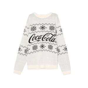 Cropp - Szary świąteczny sweter Coca-cola - kremowy