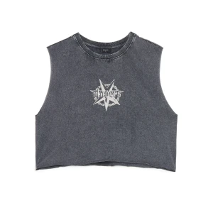 Cropp - Szary T-shirt z ozdobnym napisem - szary