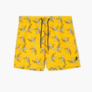 Cropp - Szorty kąpielowe z artystycznym motywem bananów - żółty