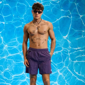 Cropp - Szorty kąpielowe z kieszeniami na zamek - fioletowy