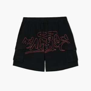 Cropp - Szorty z kieszeniami cargo i napisem - czarny