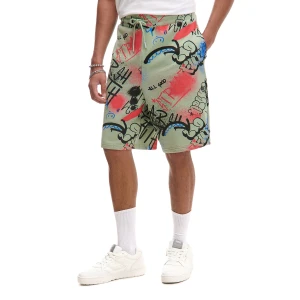 Cropp - Szorty z nadrukami graffiti - zielony