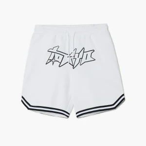 Cropp - Szorty z ozdobnymi taśmami i nadrukiem - biały