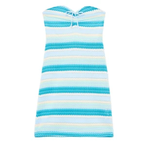 Cropp - Szydełkowa turkusowa sukienka mini - turkusowy