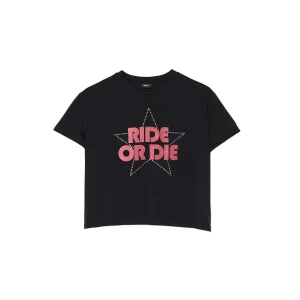 Cropp - T-shirt boxy oversize z napisem i aplikacją - czarny