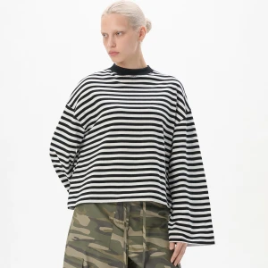 Cropp - T-shirt longsleeve w paski - biały