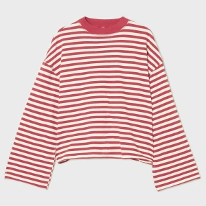 Cropp - T-shirt longsleeve w paski - czerwony