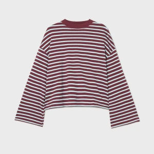 Cropp - T-shirt longsleeve w paski - kasztanowy