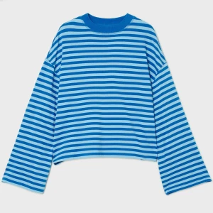 Cropp - T-shirt longsleeve w paski - niebieski