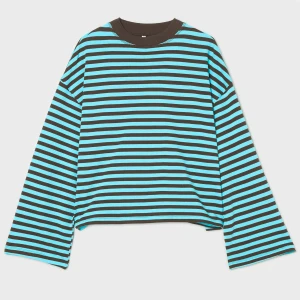Cropp - T-shirt longsleeve w paski - niebieski