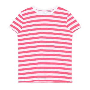 Cropp - T-shirt w paski - różowy