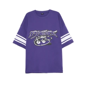 Cropp - T-shirt z autorskim nadrukiem - fioletowy